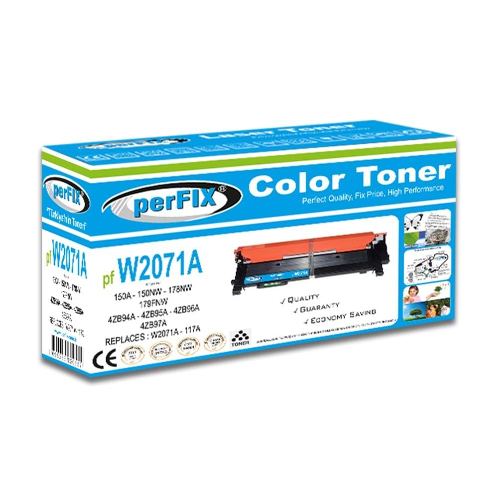 perFIX PF W2071A MAVİ CHİPSİZ 117A TONER 0,7K